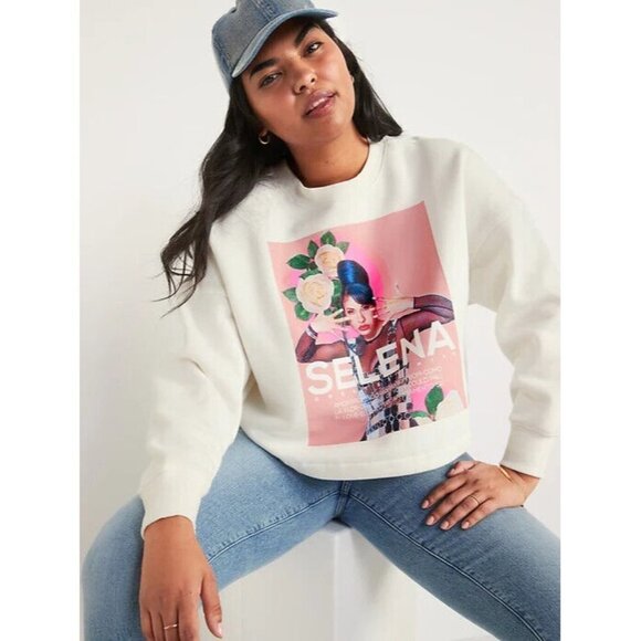 Licensed Selena Graphic Oversized Cropped  Sweatshirt for Women Size 3X - Picture 2 of 7